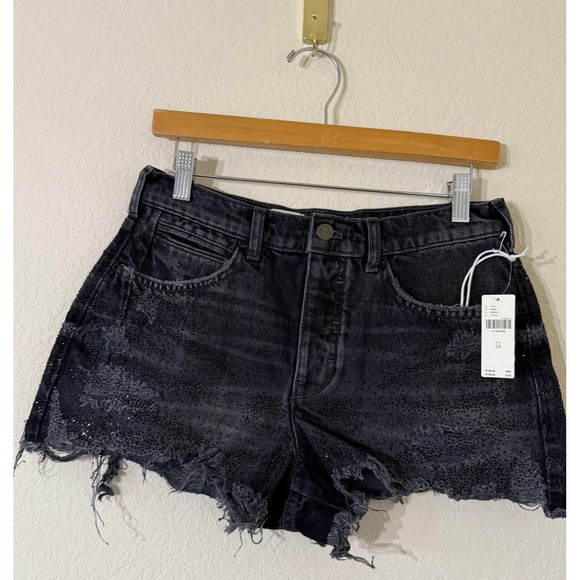 NWT Anthropologie Pilcro The Devon Rhinestone Distressed Denim Shorts Festival - Picture 3 of 9